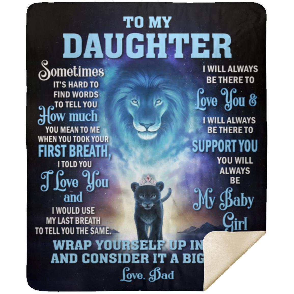 Daughter Blanket from Dad, Lion to My Daughter Blanket Birthday Anniversary Present Gifts,  Blanket Gift